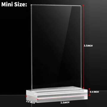 Tcevily 24 Pcs 2.5 x 3.5 Inch Mini Acrylic Sign Holder, Wallet Size Desktop Photo Frames Double Side Picture or Display Plastic Sign Holder Suitable for Office Wedding (2.5 x 3.5 Inches)