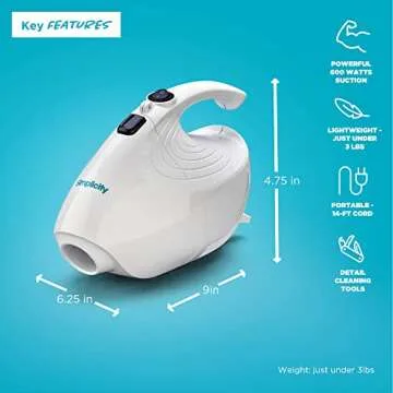 Simplicity Vacuums Flash Mini Handheld Vacuum for Quick Cleanups