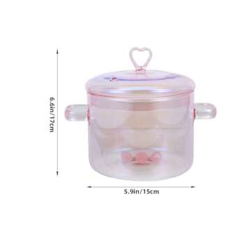 ERINGOGO Glass Cooking Pot with Cover and Handle - 1.5L/50oz Stovetop Cooking Pot with Lid Heat Resi...
