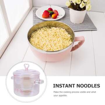 ERINGOGO Glass Cooking Pot with Cover and Handle - 1.5L/50oz Stovetop Cooking Pot with Lid Heat Resistant Glass Saucepan High Borosilicate Glass Cookware Simmer Pot Clear Soup Pot - Pink, 20x15cm