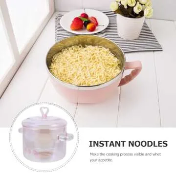 ERINGOGO Glass Cooking Pot with Cover and Handle - 1.5L/50oz Stovetop Cooking Pot with Lid Heat Resistant Glass Saucepan High Borosilicate Glass Cookware Simmer Pot Clear Soup Pot - Pink, 20x15cm