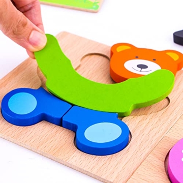 SKYFIELD Wooden Animal Puzzles Toddlers Educational Toys Gift