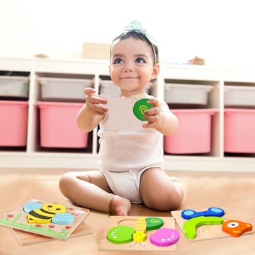 SKYFIELD Wooden Animal Puzzles Toddlers Educational Toys Gift