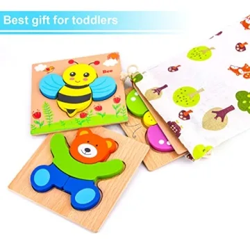 SKYFIELD Wooden Animal Puzzles Toddlers Educational Toys Gift