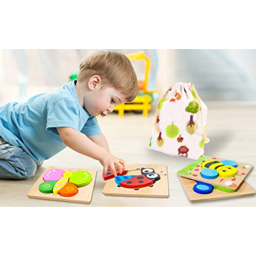 SKYFIELD Wooden Animal Puzzles Toddlers Educational Toys Gift