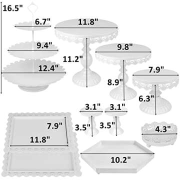 ZOOFOX Set of 10 Metal Cake Stands for Weddings and Celebrations