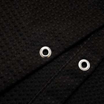 Waffle Weave Shower Curtain Hotel Luxury Spa, Black Heavyweight Fabric Shower Curtains for Bathroom, Washable & Water Repellent, Black, 71x72 Inch