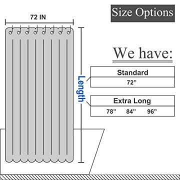 Waffle Weave Shower Curtain Hotel Luxury Spa, Black Heavyweight Fabric Shower Curtains for Bathroom, Washable & Water Repellent, Black, 71x72 Inch