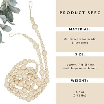 Sage in Thyme 7ft Wooden Beads Garland for Home Decoration