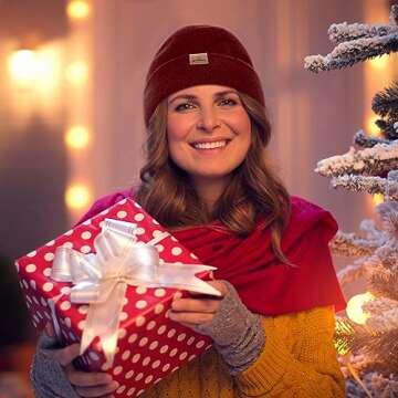 Hysnan Mens Beanie Merino Wool Warm Hats for Women Men Knit Slouchy Double Layer Warm Cuffed Skull Beanie Skiing Skating Burgundy