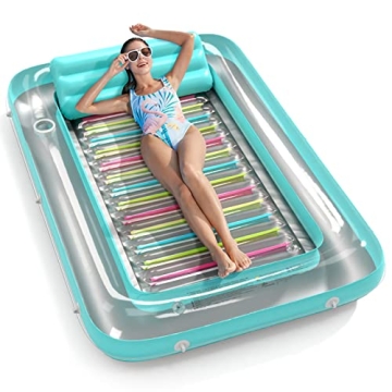 Inflatable Tanning Pool Lounger Float by Jasonwell - 4 in 1 Sunbathing Solution for Ultimate Comfort