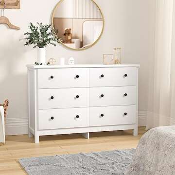 Stylish SINROM White Dresser with 6 Drawers for Every Room