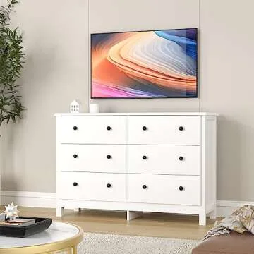 Stylish SINROM White Dresser with 6 Drawers for Every Room