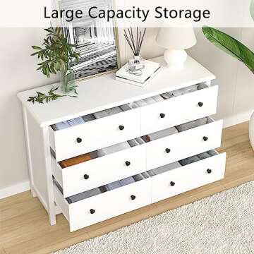 Stylish SINROM White Dresser with 6 Drawers for Every Room