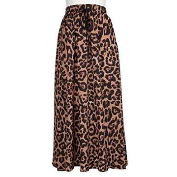Imysty Leopard Print High Waisted Bohemian Maxi Skirt