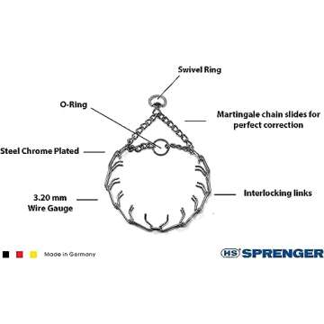 Herm Sprenger Prong Dog Training Collar Ultra-Plus Chrome Plated Steel Pet Pinch Collar No-Pull Coll...