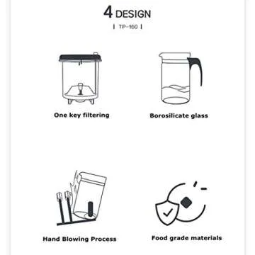 Kamjove Detachable Filter Glass Tea Pot - 500ML