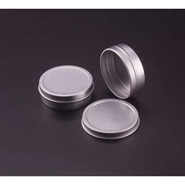 UPSTORE 12PCS Silver Empty Aluminum Cosmetic Sample Packing Tins Cases with Flat Top Lids Round Storage Jar Containers for Lip Balm DIY Salves Candles Eye Shadow Powder and Tea (20G/0.7oz)