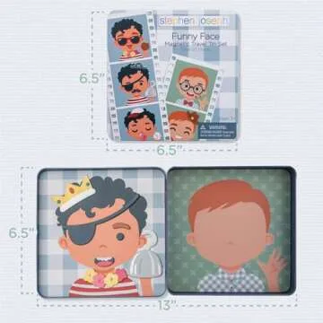 Stephen Joseph, Funny Faces 50 pc Magnetic Travel Play Set – Fun Game for Families, Ideal for Ages 3+ – Travel Game for Kids with Travel Tin, Boy