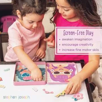 Stephen Joseph, Funny Faces 50 pc Magnetic Travel Play Set – Fun Game for Families, Ideal for Ages 3+ – Travel Game for Kids with Travel Tin, Boy