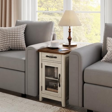 Buy LINSY HOME Farmhouse End Table with Charging Station