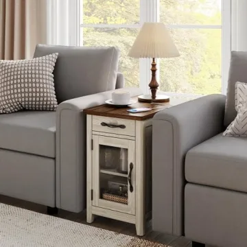 Buy LINSY HOME Farmhouse End Table with Charging Station