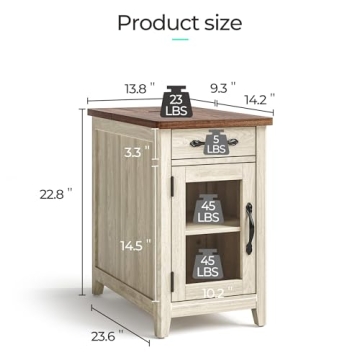 Buy LINSY HOME Farmhouse End Table with Charging Station