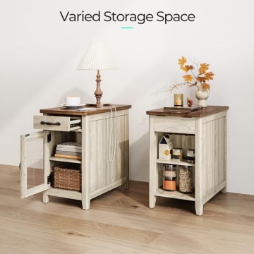 Buy LINSY HOME Farmhouse End Table with Charging Station