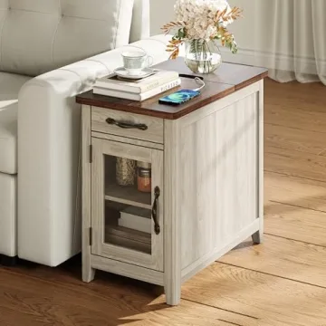 Buy LINSY HOME Farmhouse End Table with Charging Station