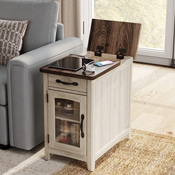 Buy LINSY HOME Farmhouse End Table with Charging Station