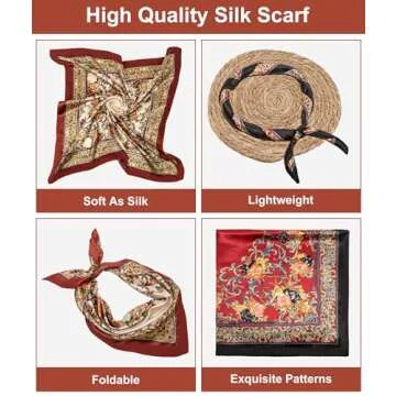 Senker Fashion 35" Head Scarf for Women, Pirate Costume Accessories Silk Red Bandana for Hair Wrapping and Sleeping