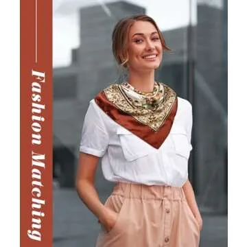 Senker Fashion 35" Head Scarf for Women, Pirate Costume Accessories Silk Red Bandana for Hair Wrapping and Sleeping