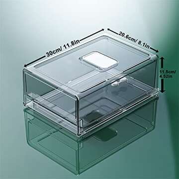 YekouMax Fridge Drawer Organizer - 2 Pcs Pull-Out Cabinet Storage Containers For Fridge, Freezer, Pa...