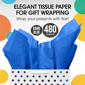 480 Sheets Bulk Dark Blue Tissue Paper - 20" x 30" Packing Paper Sheets for Moving - 10lb Wrapping Paper - Newsprint Paper for Packing, Gift Wrapping, Moving Supplies & Protecting Crown Display