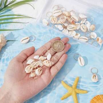 Beach Style Seashell Dreadlock Rings for Hair Styling