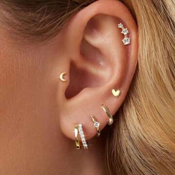 Small Gold Hoop Earrings for Women Dainty Gold Earrings| 14K Gold Plated Hypoallergenic Stud earring...