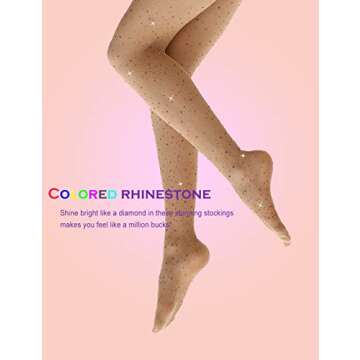 Anlaey Fishnet Stockings Rave Sparkly Rhinestone Fishnets Sexy High Waist Tights Halloween Party Fes...
