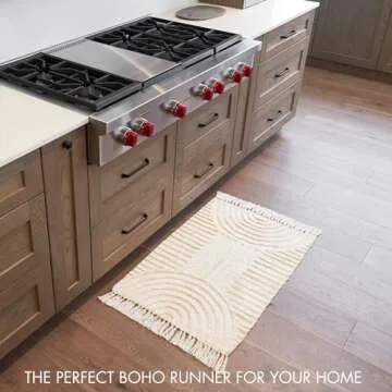 KIBAGA Beautiful Boho Rug with Tassels for Your Bathroom - Soft 2 x 3 ft. Cotton Rug Fits Perfectly Into Your Bath - Washable, Non-Slip Mat Ideal to Enhance Any Modern Home Decor, 24 x 36 inch