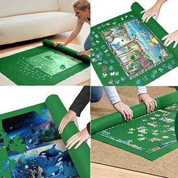 Puzzle Mat Roll up Jigsaw Puzzle Pad Puzzle Storage Felt Mat Puzzles Saver (45.6" x 31") - Fits up to 2000 Pieces (36.6 Inch * 24.1 Inch)
