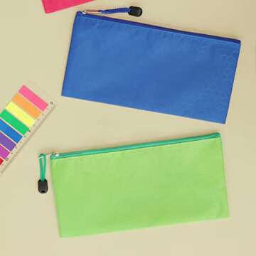 LABUK 6 Pack Zipper Pencil Pouches Bulk, Waterproof Pencil Bags Pencil Case for Office Supplies Travel Cosmetics Accessories in 6 Color