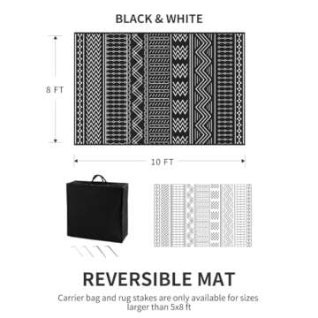 Outdoor Rug Carpet Waterproof 8x10 ft Patio Rug Mat Indoor Outdoor Area Rug for RV Camping Picnic Re...