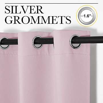 NICETOWN Blackout Curtain Panels for Girls Room, Nursery Essential Thermal Insulated Solid Grommet Top Blackout Drapes (Lavender Pink, 1 Pair, 34 x 72 inches)