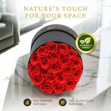 20 Forever Flowers - Preserved Roses, Long Lasting Immortal Roses - Eternal Rose Preserved Flowers in Round Box Birthday, Mothers Day & Valentines Gift for Her, Wife, Women - Red