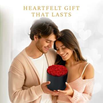 20 Forever Flowers - Preserved Roses, Long Lasting Immortal Roses - Eternal Rose Preserved Flowers in Round Box Birthday, Mothers Day & Valentines Gift for Her, Wife, Women - Red
