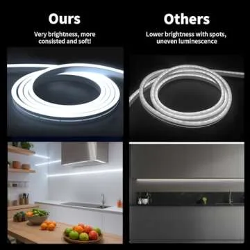 iNextStation Neon LED Strip Lights White 16.4ft/5m Neon Light Strip 12V Silicone Waterproof Flexible...