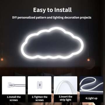 iNextStation Neon LED Strip Lights White 16.4ft/5m Neon Light Strip 12V Silicone Waterproof Flexible LED Neon Rope Lights for Bedroom Festival Indoor Outdoor Decor (Power Adapter not Included)