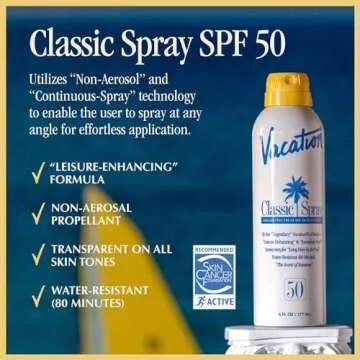 Vacation Classic Sunscreen Spray SPF 50 & Air Freshener Bundle, Water-Resistant, Lightweight, Transp...