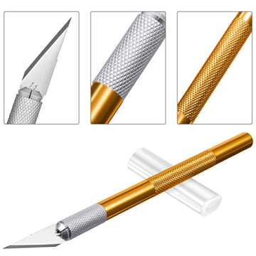BBTO 4 Pcs Craft Knife Hobby Knife with 40 Pieces Stainless Steel Blades Kit for Cutting Carving Scrapbooking Art Creation(Yellow, Red, Blue, Rose Red)