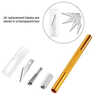 BBTO 4 Pcs Craft Knife Hobby Knife with 40 Pieces Stainless Steel Blades Kit for Cutting Carving Scrapbooking Art Creation(Yellow, Red, Blue, Rose Red)