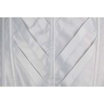 Charmian Women's Burlesque Vintage Renaissance Padded Satin Halter Bustier Corset Top with Zipper Beige Large